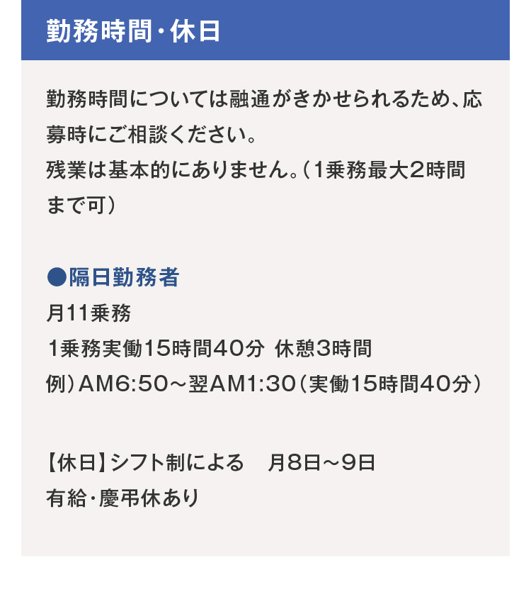 勤務時間・休日