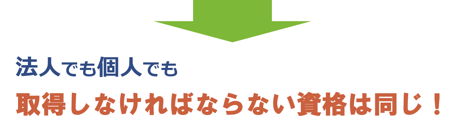 法人でも個人でも必要な資格は同じ